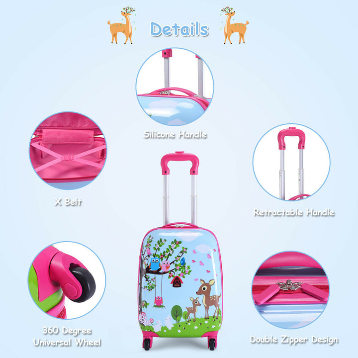 2Pc 12 16 Kids Luggage Set Suitcase Backpack School Travel Trolley ABS Image 7