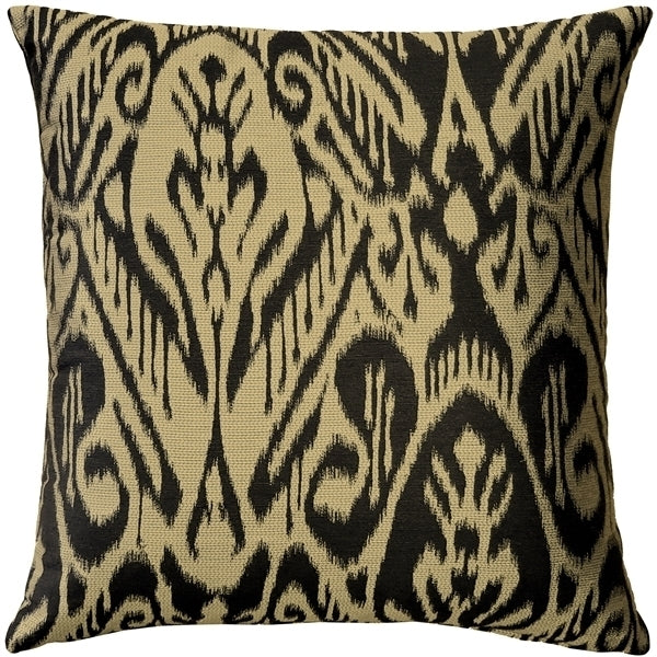 Pillow Decor Mallorca Ikat Throw Pillow 20x20 Linen Blend Black Metallic Image 1