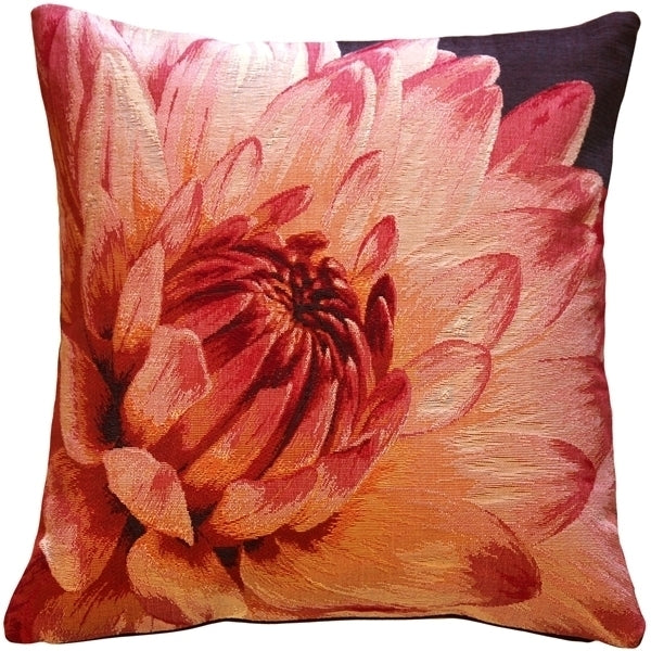 Pillow Decor Pink Dahlia Tapestry Throw Pillow 18x18 with Insert Soft Floral Design Image 1