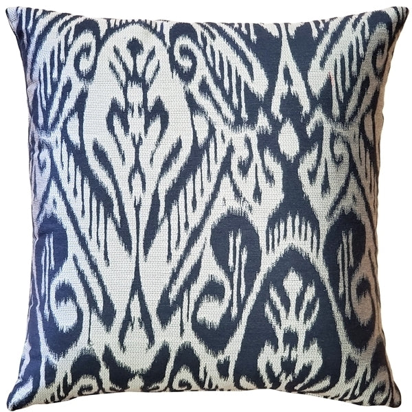 Pillow Decor Mallorca Ikat Throw Pillow Blue 20x20 Linen Blend with Insert Image 1