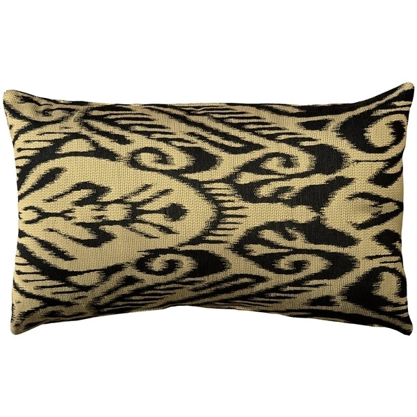 Pillow Decor Mallorca Ikat Throw Pillow 12x20 Carbon Metallic Linen Blend Image 1