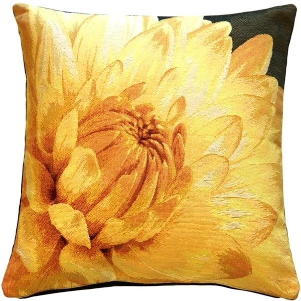 Pillow Decor Yellow Dahlia Tapestry Throw Pillow with Insert Large Floral Design Image 1