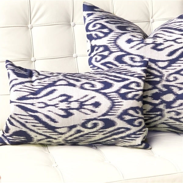 Pillow Decor Mallorca Ikat Throw Pillow Blue 20x20 Linen Blend with Insert Image 3