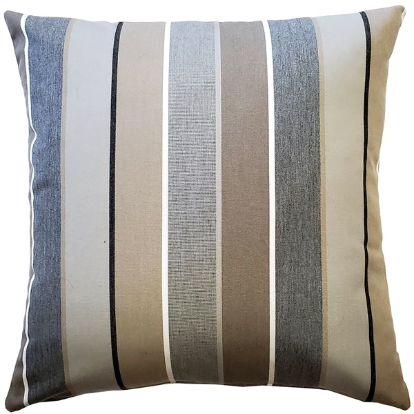 Sunbrella Outdoor Pillow 20x20 Char Gray Striped with Insert Fade Resistant Image 1