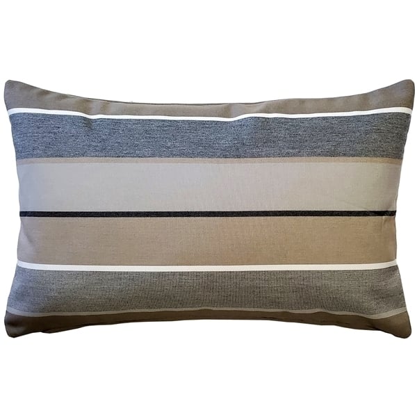 Sunbrella Milano Char 12x19 Outdoor Pillow Gray Striped Durable Soft Insert Image 1