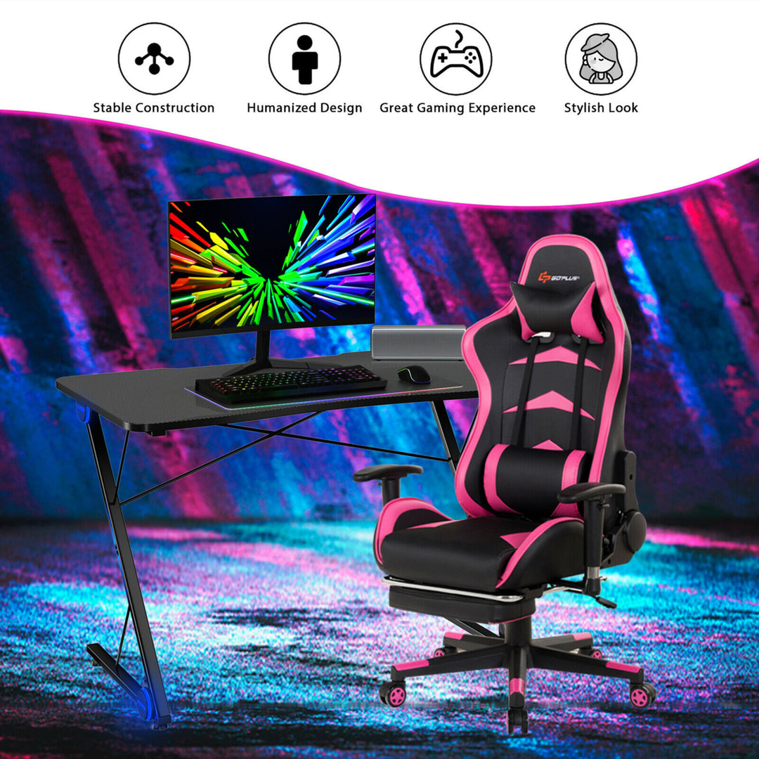 43.5 inch Gaming Desk Z Shape Office PC Computer Desk Gamer Tables w/ LED Lights Image 5