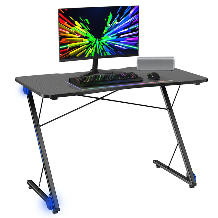 43.5 inch Gaming Desk Z Shape Office PC Computer Desk Gamer Tables w/ LED Lights Image 10