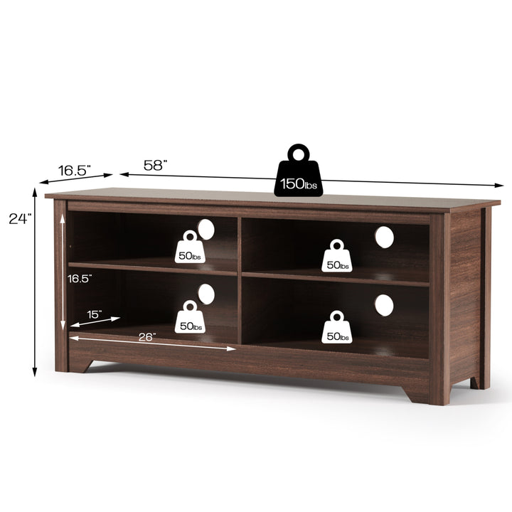 58 TV Stand Entertainment Media Center Console Wood Storage Furniture Espresso Image 2