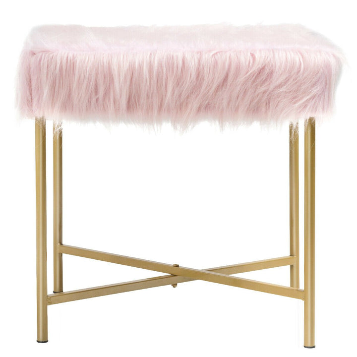 Decorative Ottoman Stool Footrest w/ Gold Metal Legs Image 5