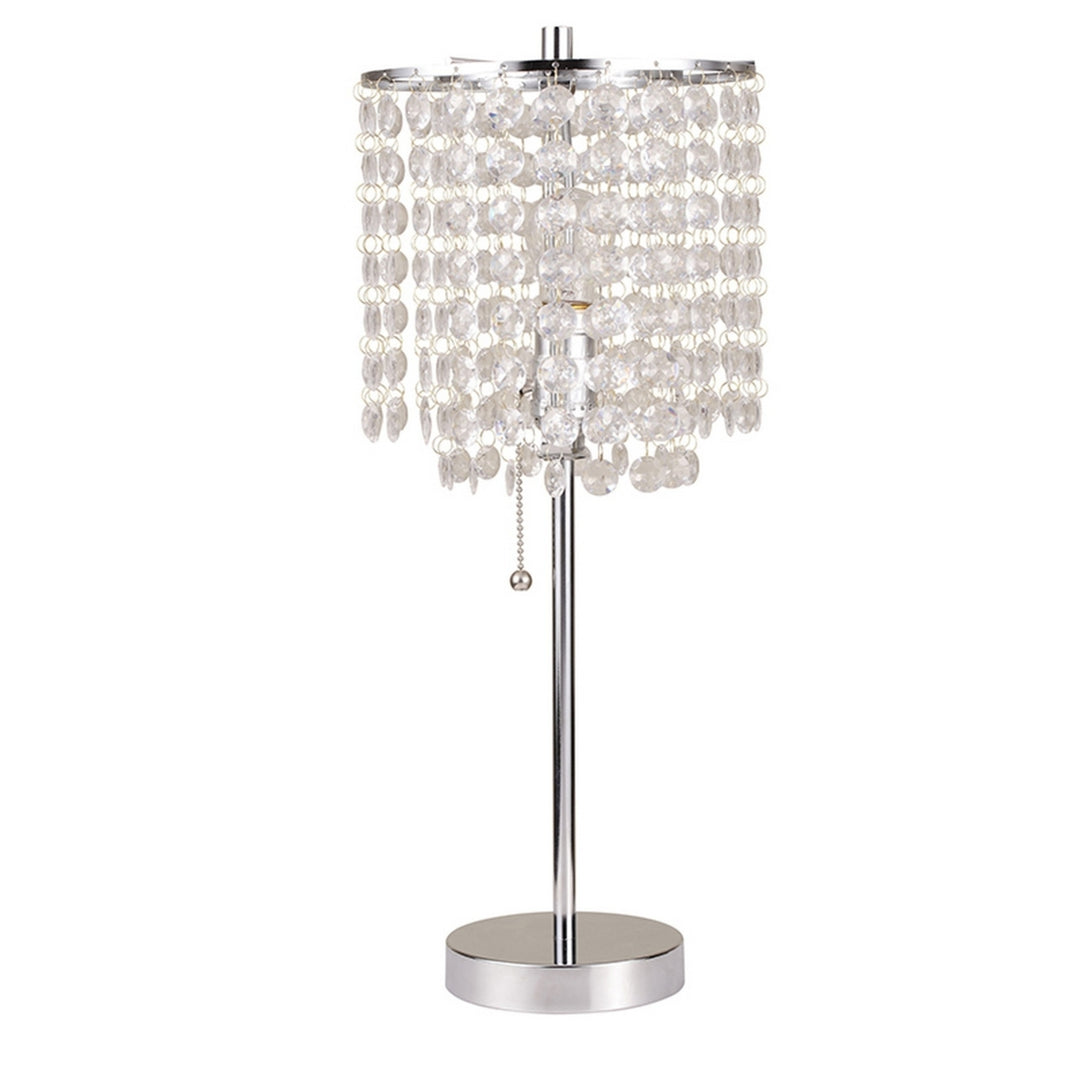 Table Lamp with Hanging Crystal Beads, Clear- Saltoro Sherpi Image 1