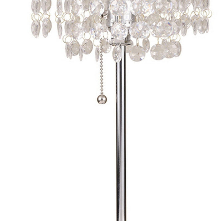 Table Lamp with Hanging Crystal Beads, Clear- Saltoro Sherpi Image 3