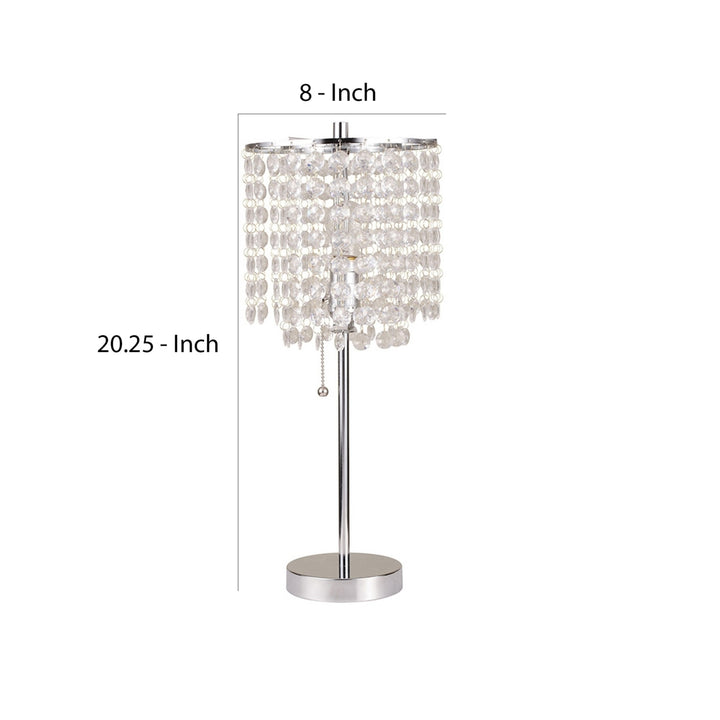 Table Lamp with Hanging Crystal Beads, Clear- Saltoro Sherpi Image 5