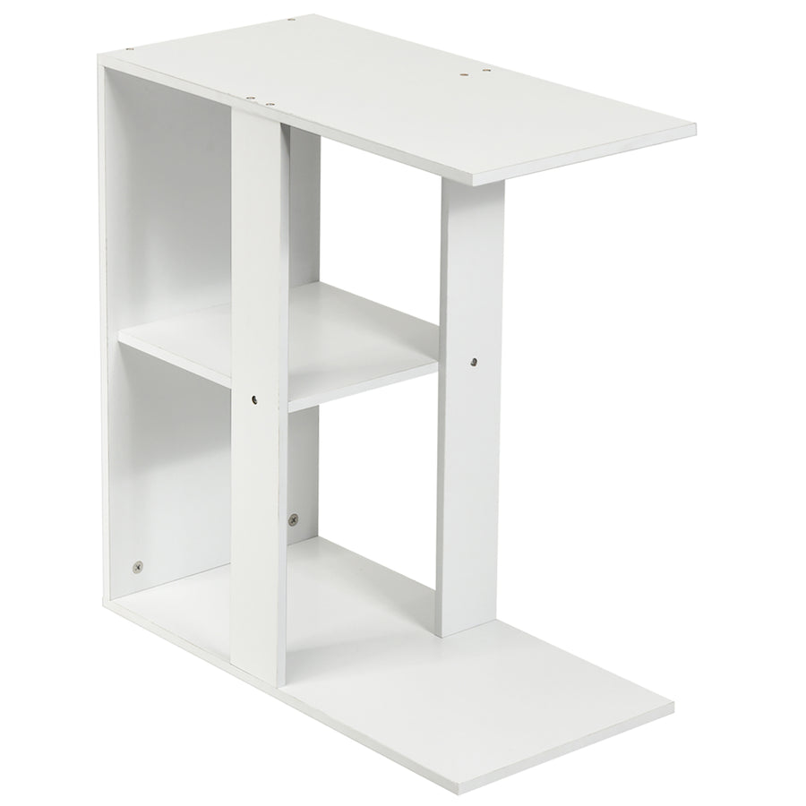 3-tier Side Table W/Storage Shelf Space-saving Nightstand White Image 1