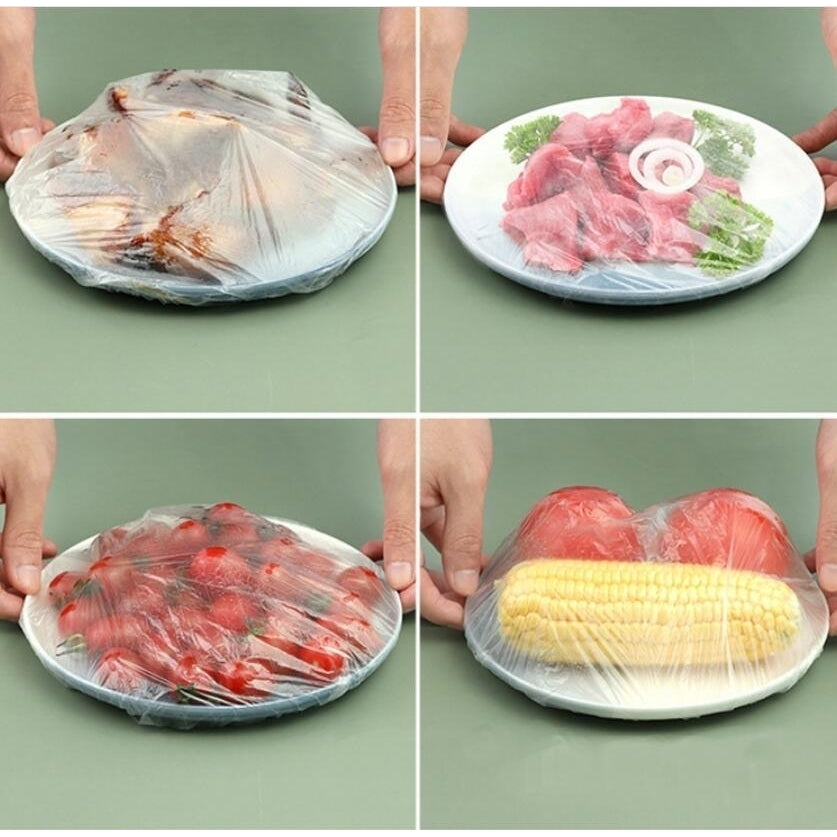 100 Pcs Elastic Disposable Cling Film Bowl Set Cover Image 2