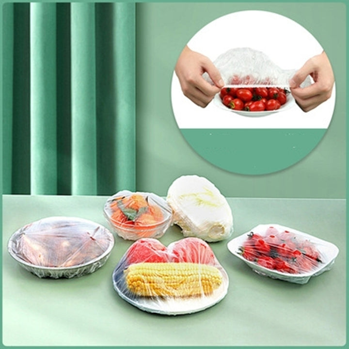 100 Pcs Elastic Disposable Cling Film Bowl Set Cover Image 6