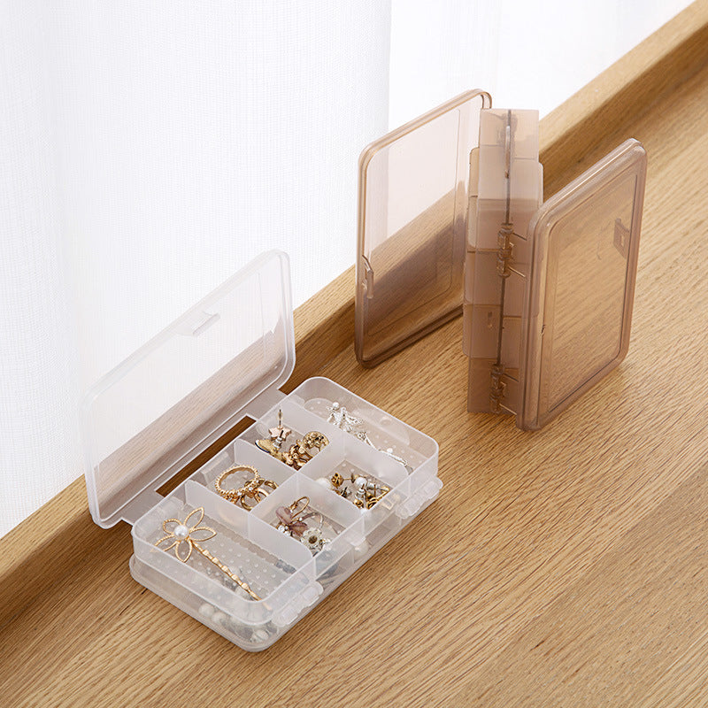 Double-layer 10-compartment Jewelry Storage Box With Lid Image 2