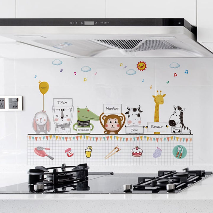 Cartoon Animal Kitchen Greaseproof Sticker Image 1