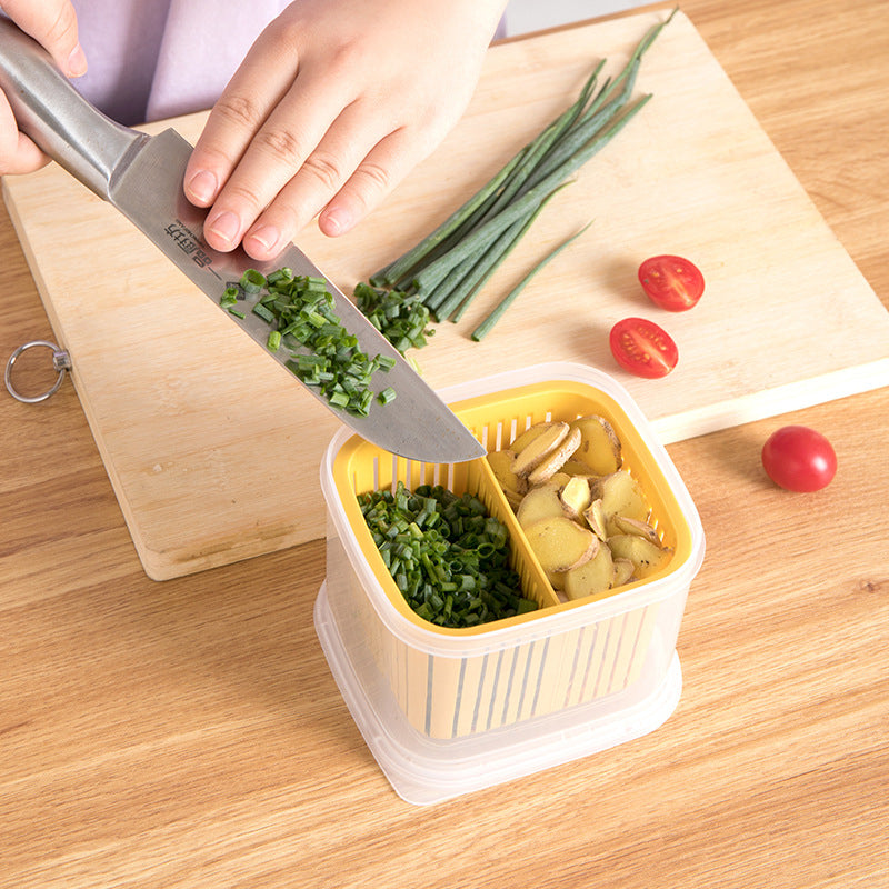 Storage Box With Cover For Onion, Ginger, Garlic And Drain Image 2