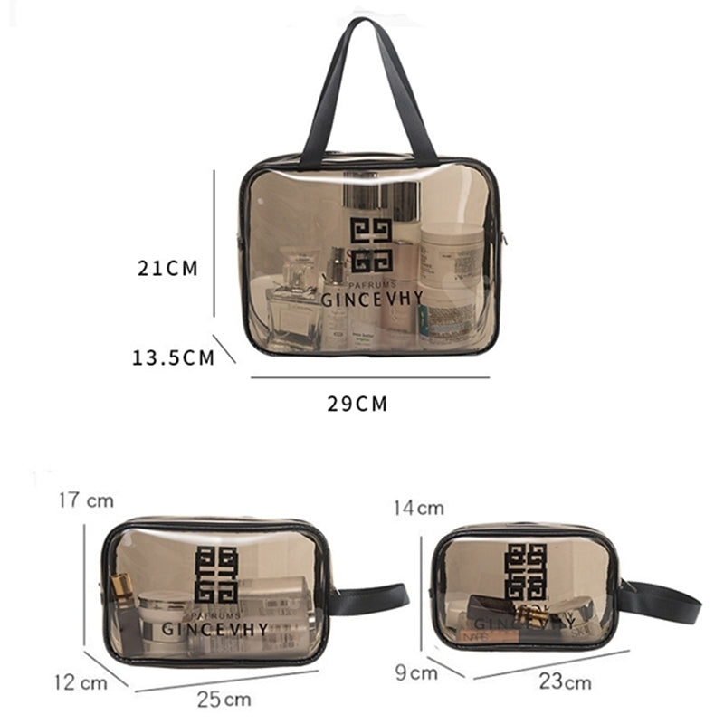 3-Pack Multifunctional Portable Transparent Cosmetic Bag Image 5