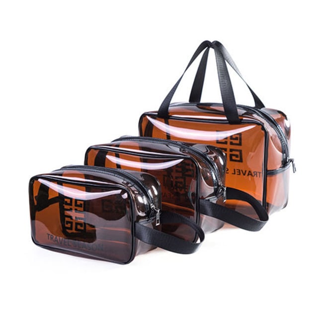 3-Pack Multifunctional Portable Transparent Cosmetic Bag Image 1