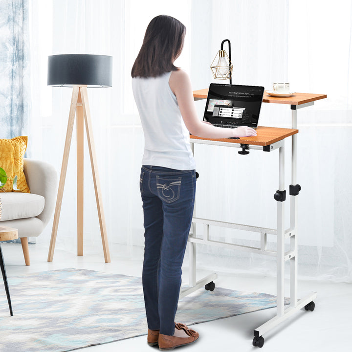 Mobile Standing Desk Height Adjustable Sit Stand Workstation Stand Up Desk 2in1 Image 5