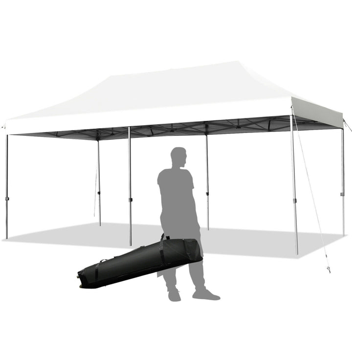 10x20 Pop up Canopy Tent Folding Heavy Duty Sun Shelter Adjustable W/Bag White Image 1