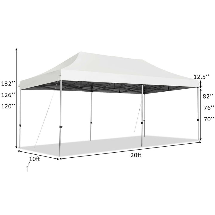 10x20 Pop up Canopy Tent Folding Heavy Duty Sun Shelter Adjustable W/Bag White Image 2