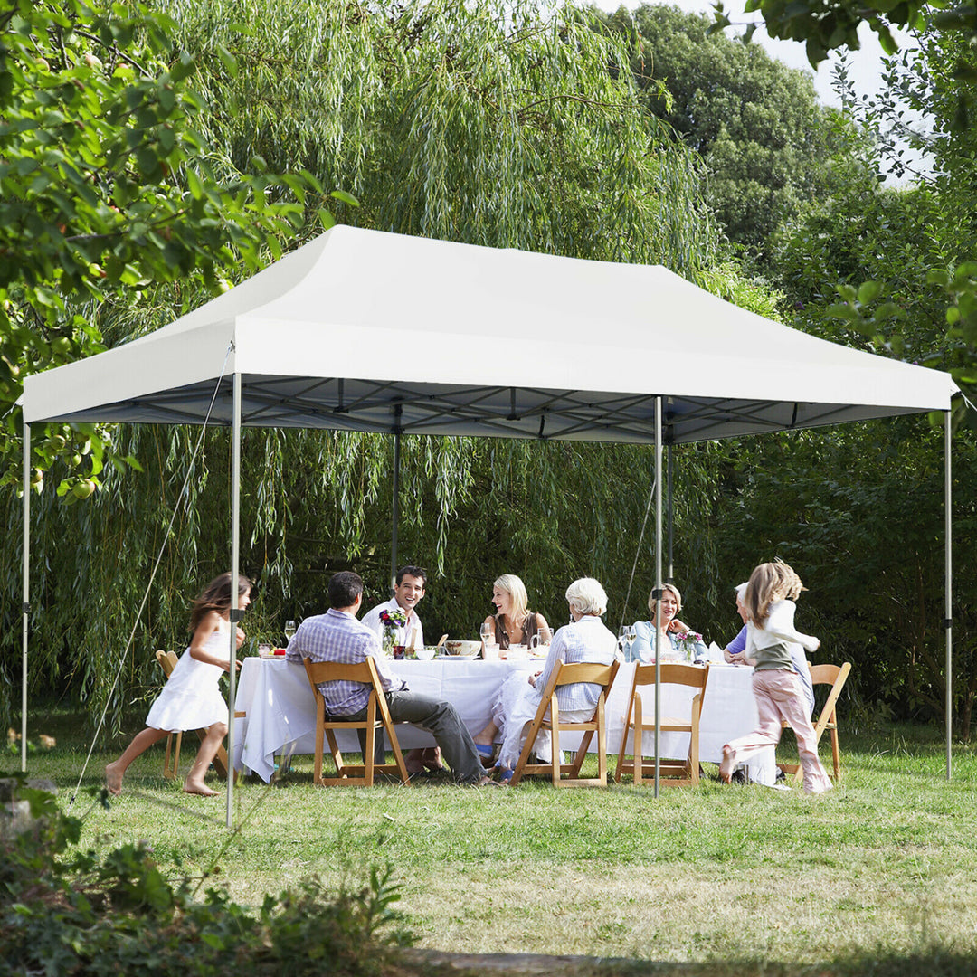 10x20 Pop up Canopy Tent Folding Heavy Duty Sun Shelter Adjustable W/Bag White Image 4