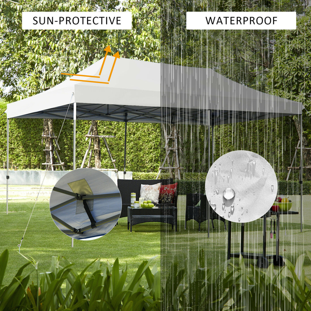 10x20 Pop up Canopy Tent Folding Heavy Duty Sun Shelter Adjustable W/Bag White Image 5