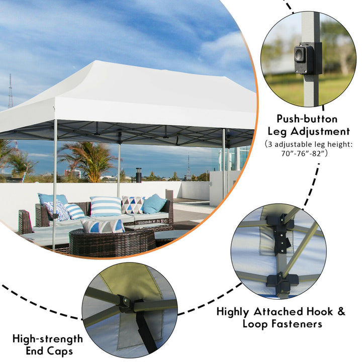 10x20 Pop up Canopy Tent Folding Heavy Duty Sun Shelter Adjustable W/Bag White Image 6