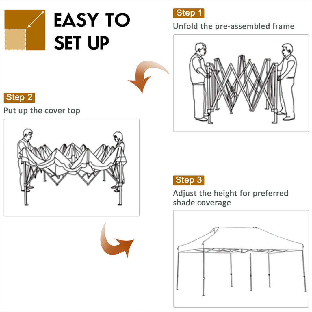 10x20 Pop up Canopy Tent Folding Heavy Duty Sun Shelter Adjustable W/Bag White Image 9