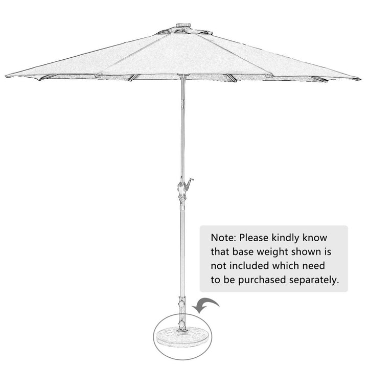 10FT Patio Solar Umbrella LED Patio Market Steel Tilt W/Crank Outdoor OrangeBlue Image 5