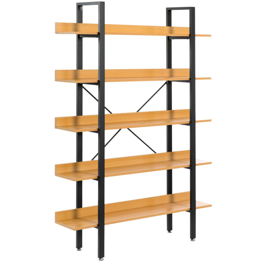 Industrial Wood and Metal Etagere Rustic Bookcase Free Standing Bookshelf Image 4