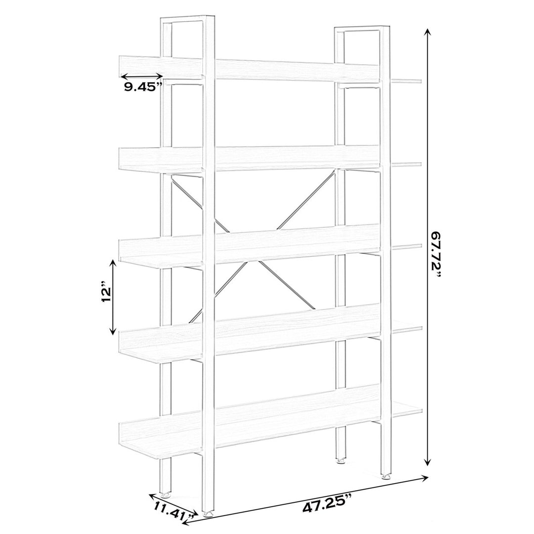 Industrial Wood and Metal Etagere Rustic Bookcase Free Standing Bookshelf Image 7