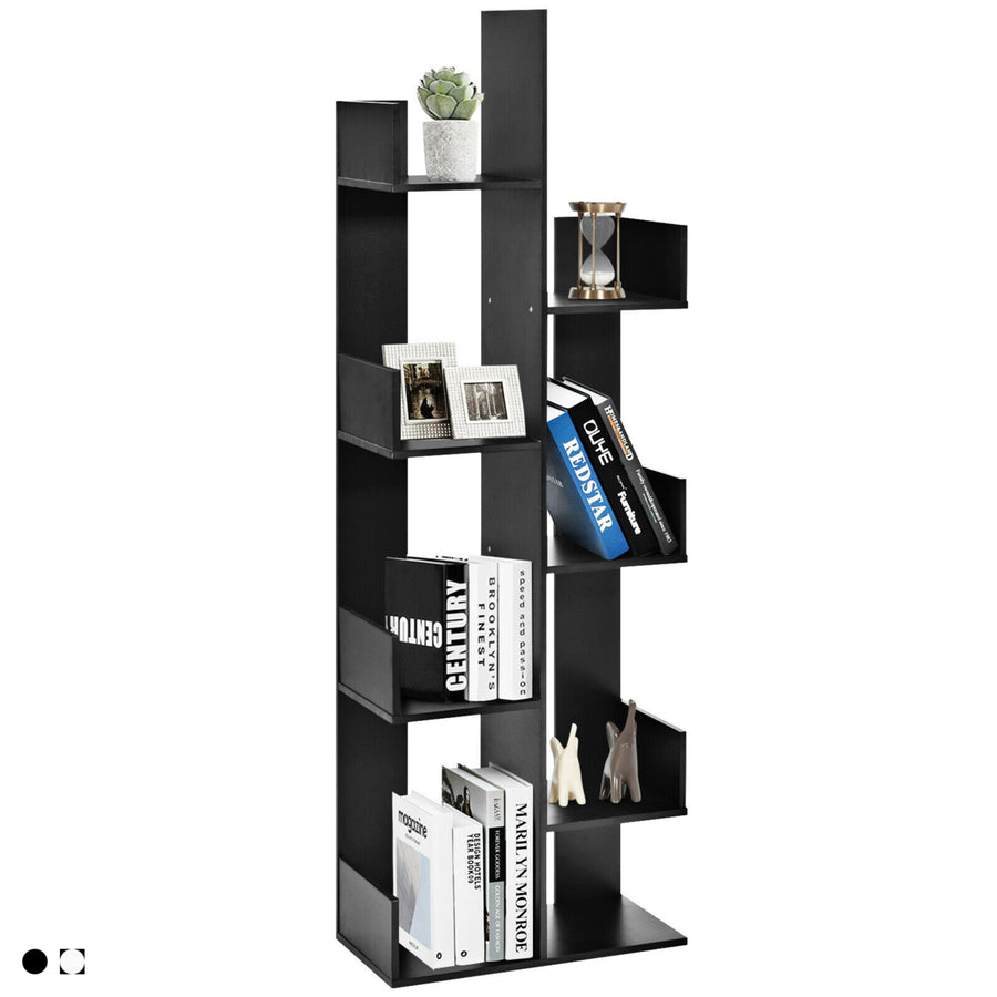 8-Tier Bookshelf Bookcase w/8 Open Compartments Space-Saving Storage Rack Image 1