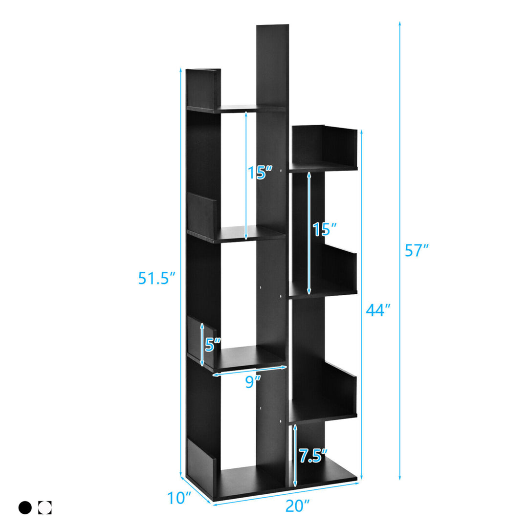 8-Tier Bookshelf Bookcase w/8 Open Compartments Space-Saving Storage Rack Image 2