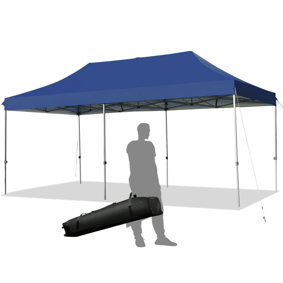 10x20 Pop up Canopy Tent Folding Heavy Duty Sun Shelter Adjustable W/Bag Blue Image 1