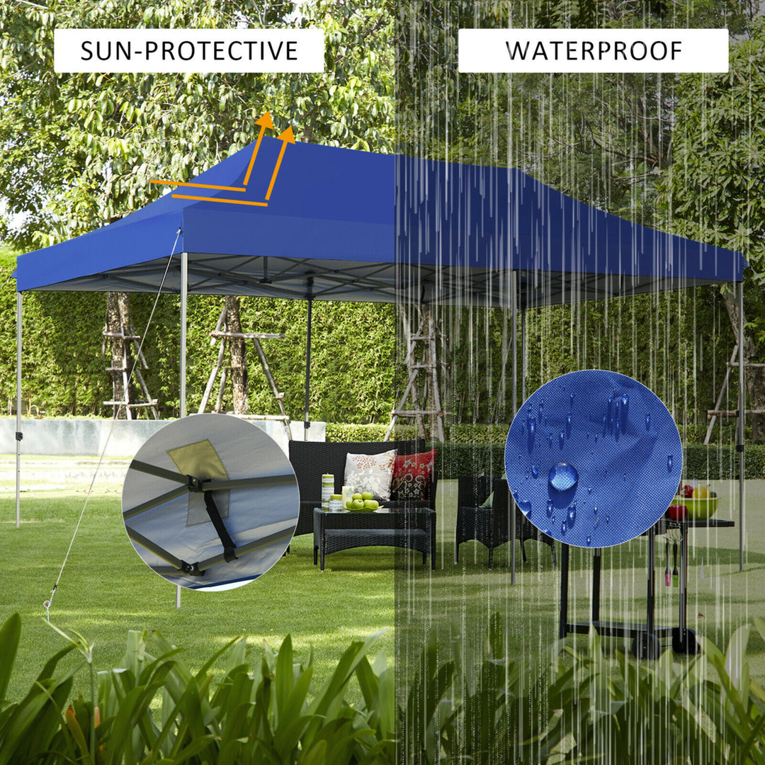 10x20 Pop up Canopy Tent Folding Heavy Duty Sun Shelter Adjustable W/Bag Blue Image 5