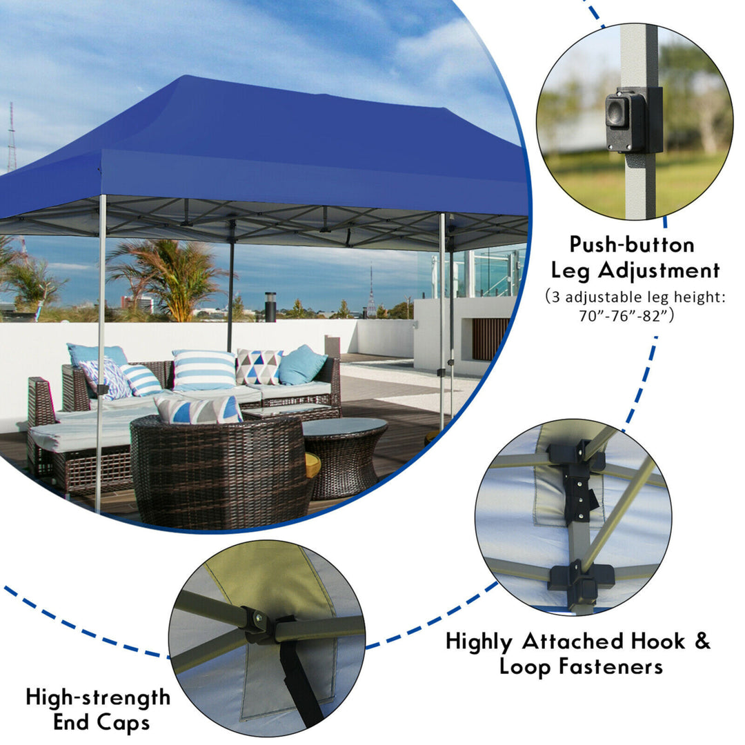 10x20 Pop up Canopy Tent Folding Heavy Duty Sun Shelter Adjustable W/Bag Blue Image 6