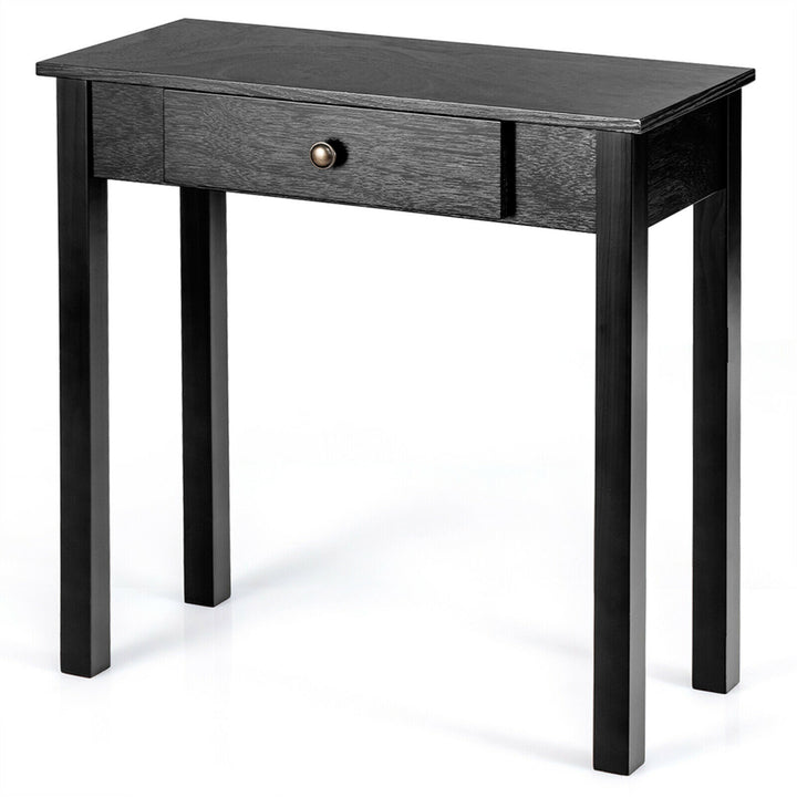 Console Table with Drawer Entryway Hallway Accent Wooden Table Black Image 1