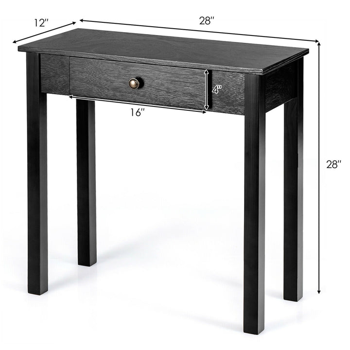 Console Table with Drawer Entryway Hallway Accent Wooden Table Black Image 2