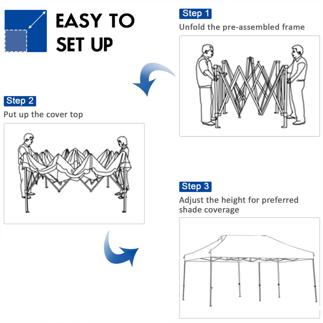 10x20 Pop up Canopy Tent Folding Heavy Duty Sun Shelter Adjustable W/Bag Blue Image 9