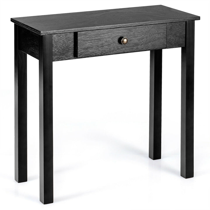 Console Table with Drawer Entryway Hallway Accent Wooden Table Black Image 8