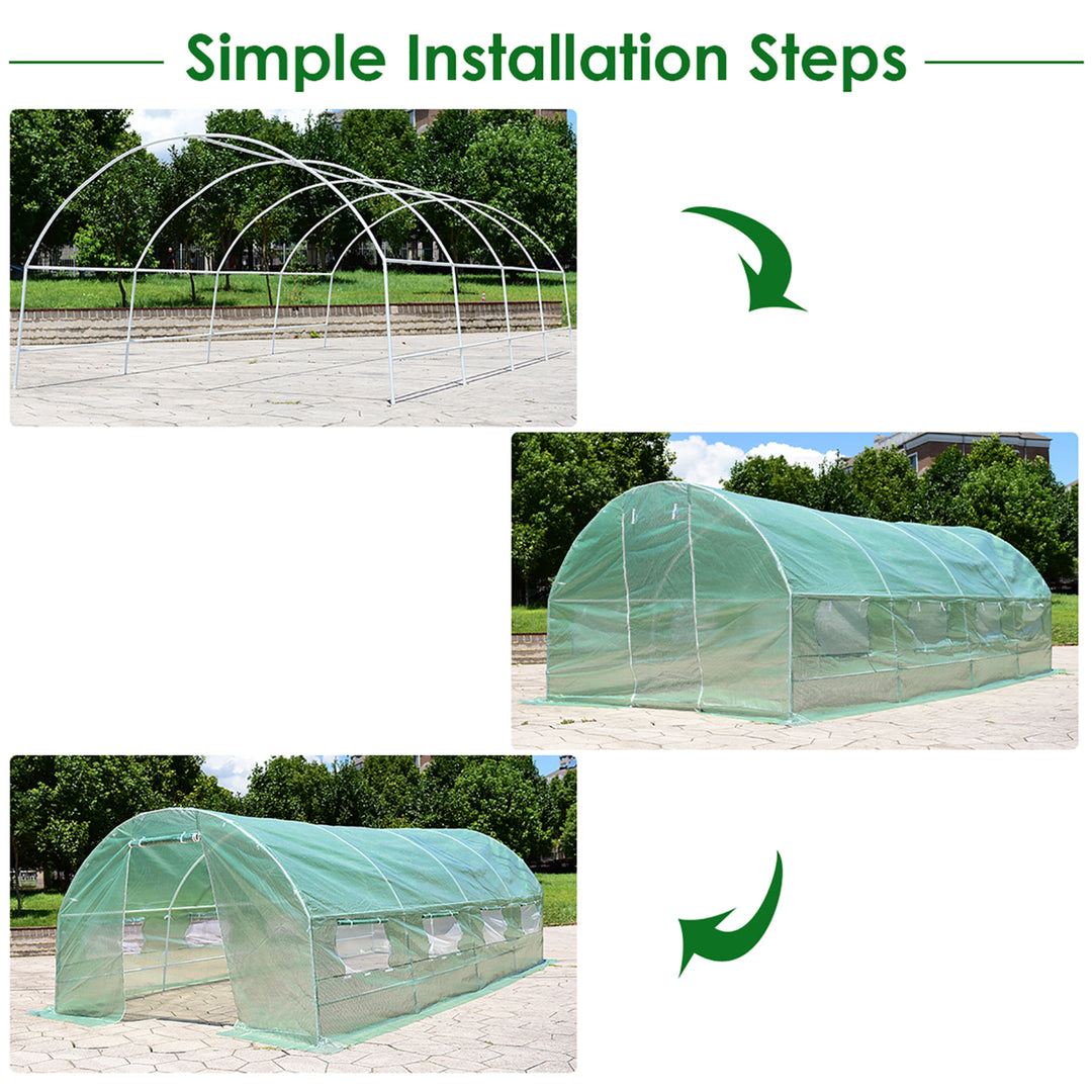 10X6.5X20 Walk-in Greenhouse Backyard Grow Tents Steel Frame 8 Windows Image 5