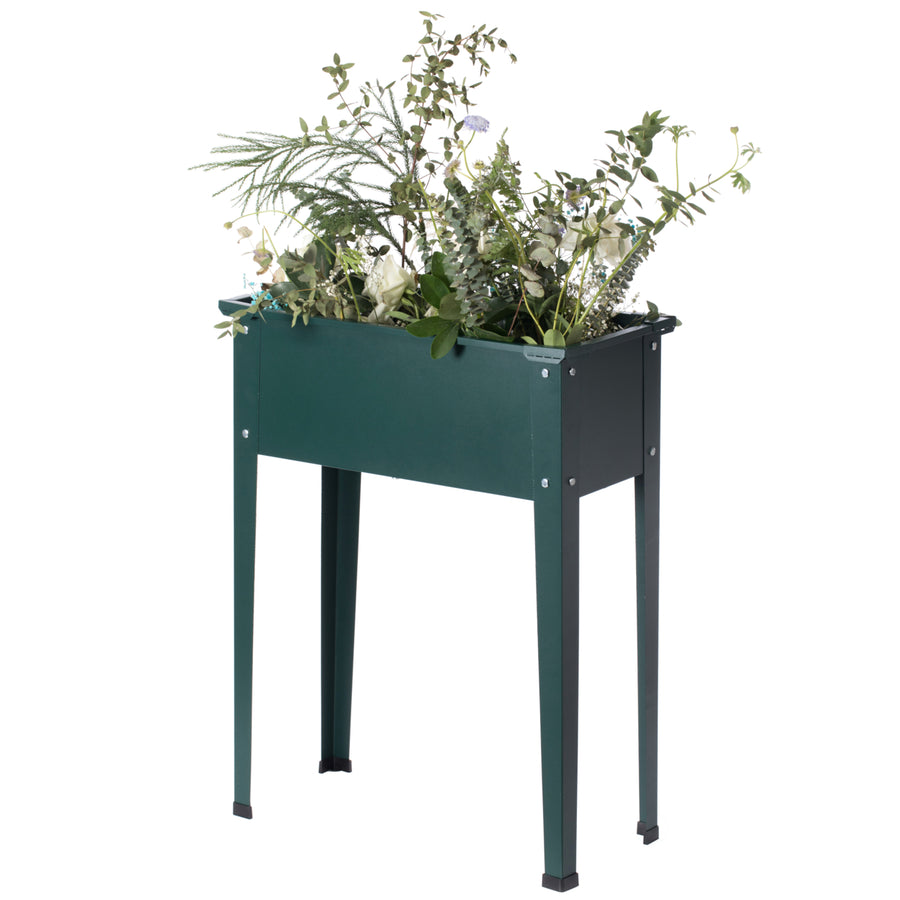 Green Raised Garden Bed Planter 26.75"W x 12"D Metal Flower Box Durable Outdoor Image 1