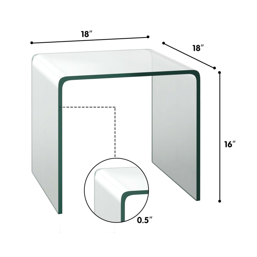 Tempered Glass End Table Transparent Sofa Side Accent Table Living Room Image 2