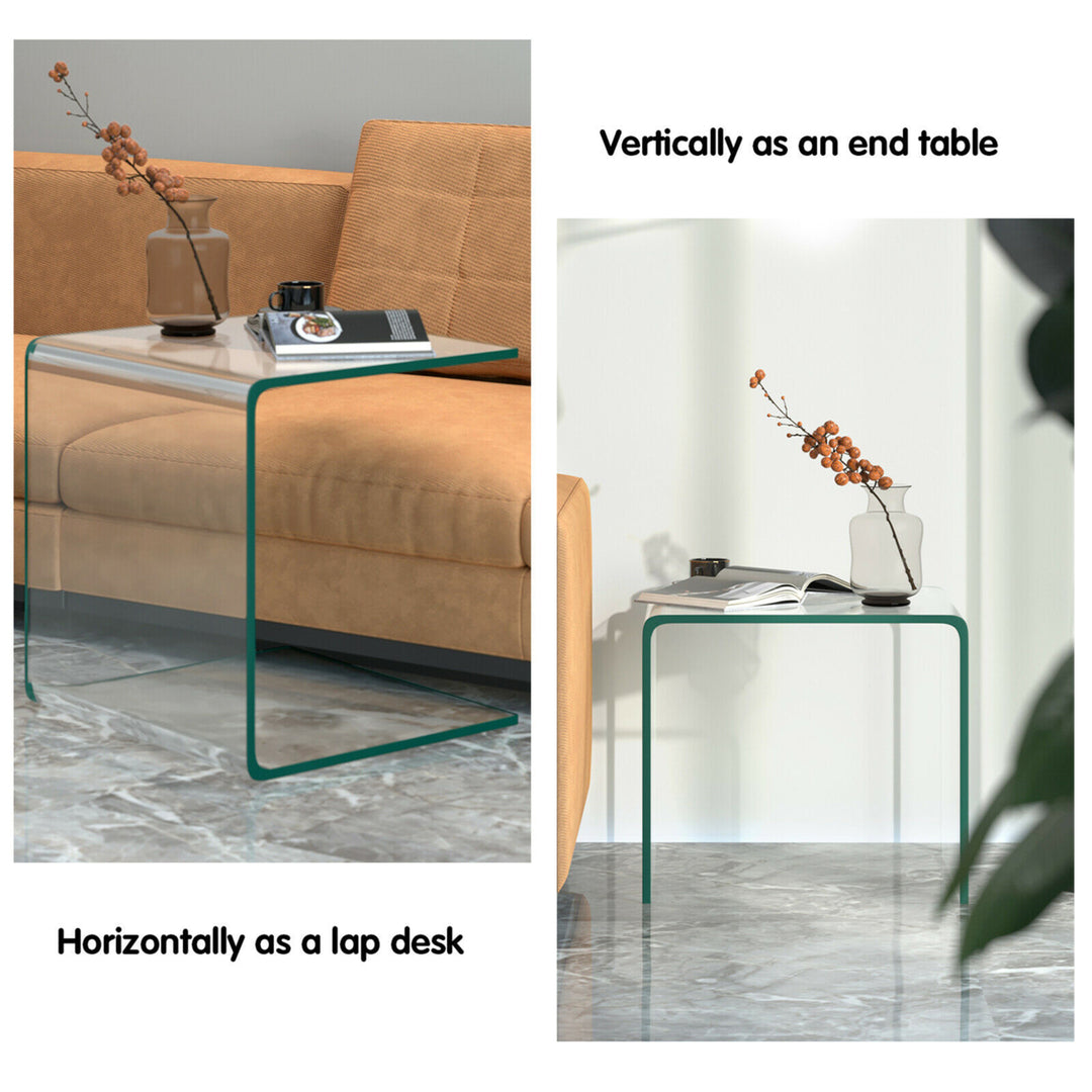 Tempered Glass End Table Transparent Sofa Side Accent Table Living Room Image 7