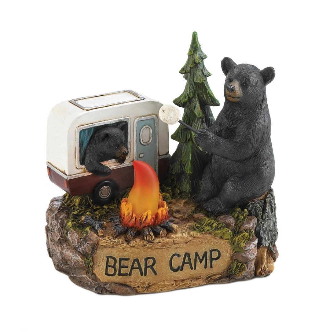 CAMPING BEAR FAMILY LIGHT UP FIGURINE Image 1