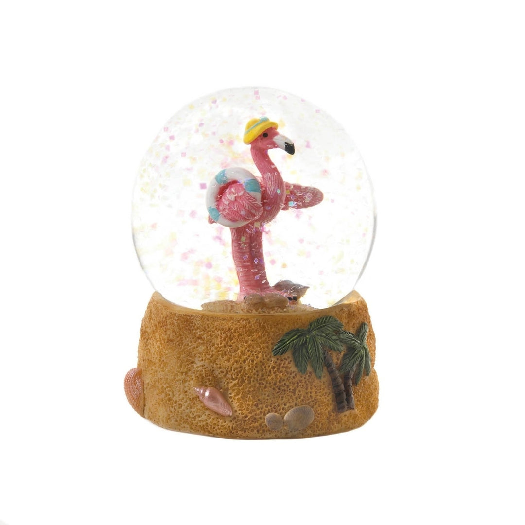 BEACH PARTY FLAMINGO SNOW GLOBE Image 1