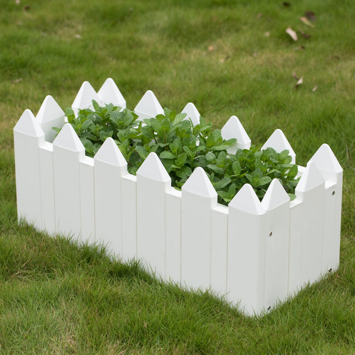 Gardenised White Vinyl Traditional Fence Design Garden Bed Elevated Screwless Raised Planter Box Image 4